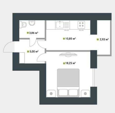 Sale of a 1-bedroom apartment, gas, 2%! No commission!