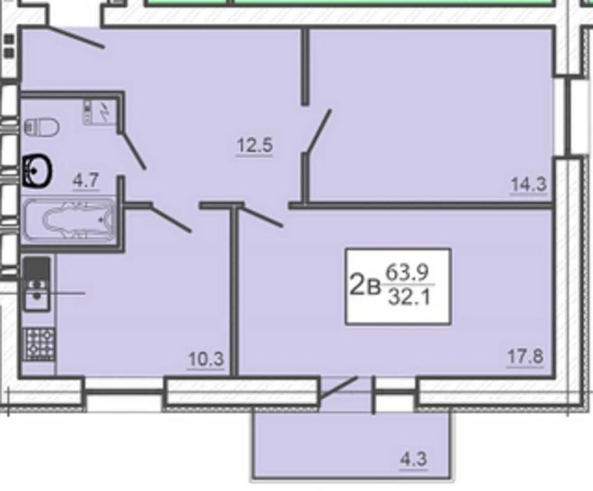 For sale: 2-room apartment 66 sq. m in the new building of the OASIS MV residential complex.