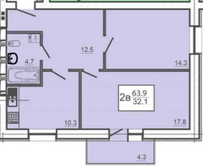 For sale: 2-room apartment 66 sq. m in the new building of the OASIS MV residential complex.