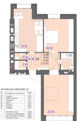 2 room apartment with gas heating