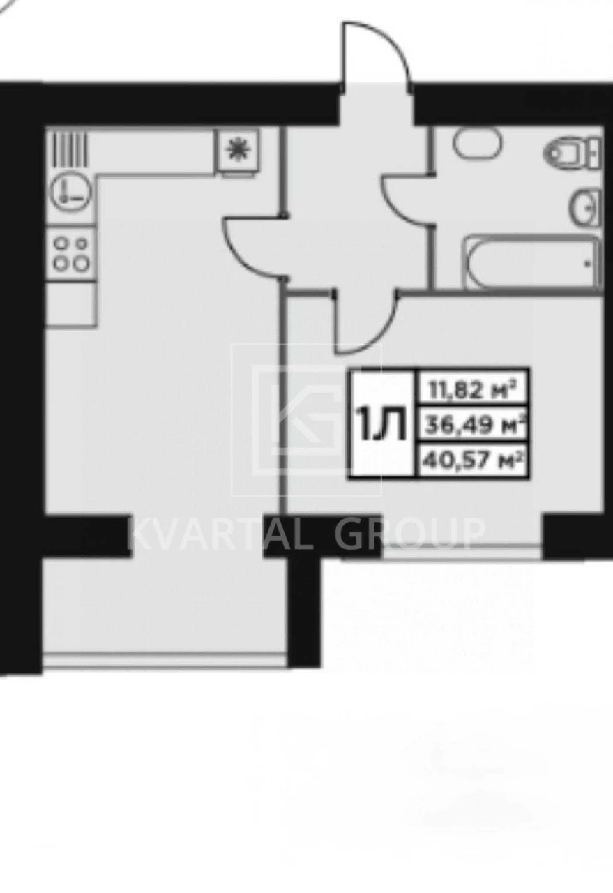 1-room apartment 40.57 m² in Millennium Park residential complex, Bucha