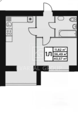 1-room apartment 40.57 m² in Millennium Park residential complex, Bucha