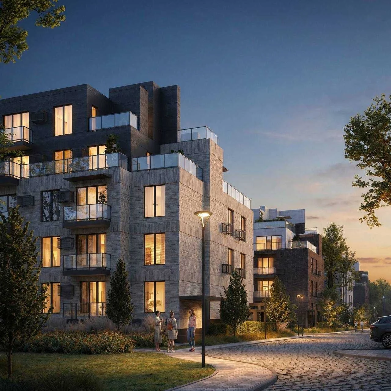 Apartment with a private terrace in a modern residential complex with backup power