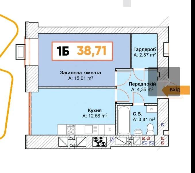 For Sale: 1 Bedroom, 38 sq m, Continent! 6th Floor