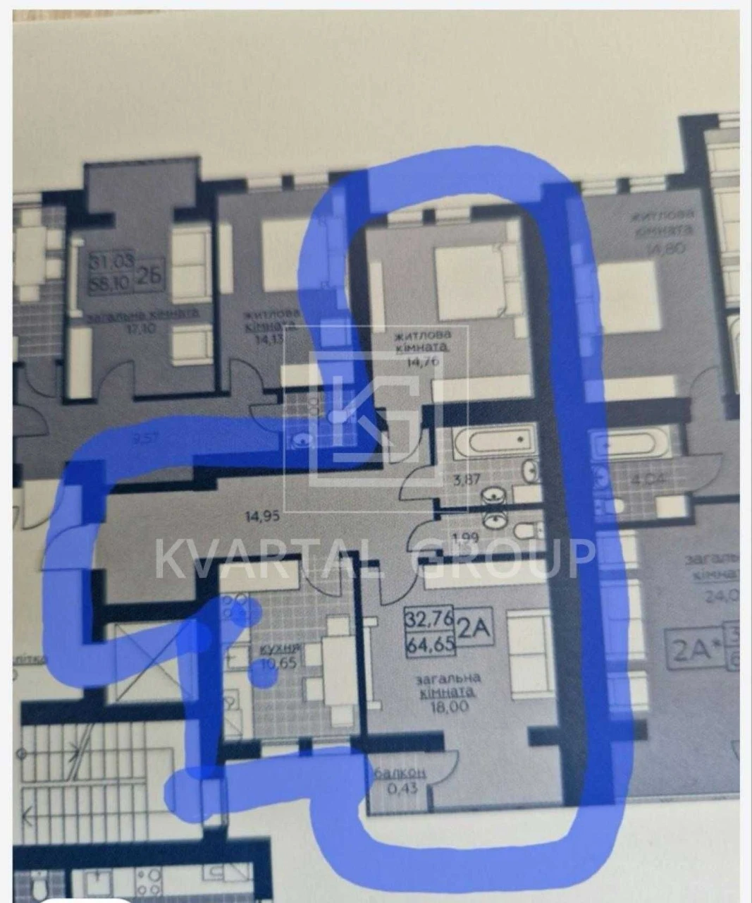 Two-sided 2-room apartment with balcony in a TOP location in Bucha! Sale