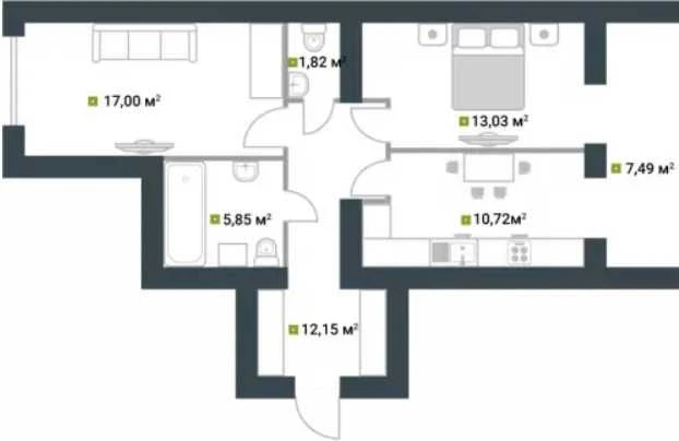 Apartment with balcony in Buchi! Brick House! Gas Heating