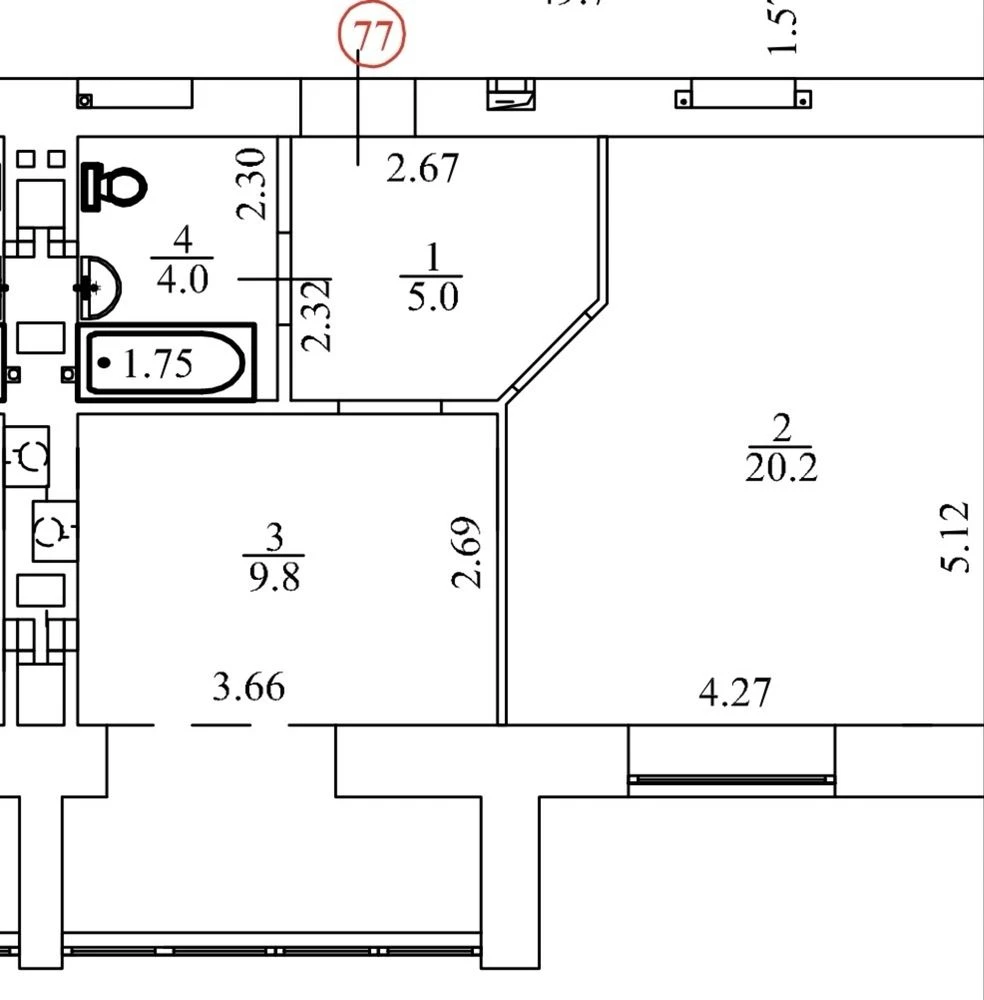 One-bedroom apartment with terrace near school