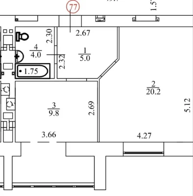 One-bedroom apartment with terrace near school