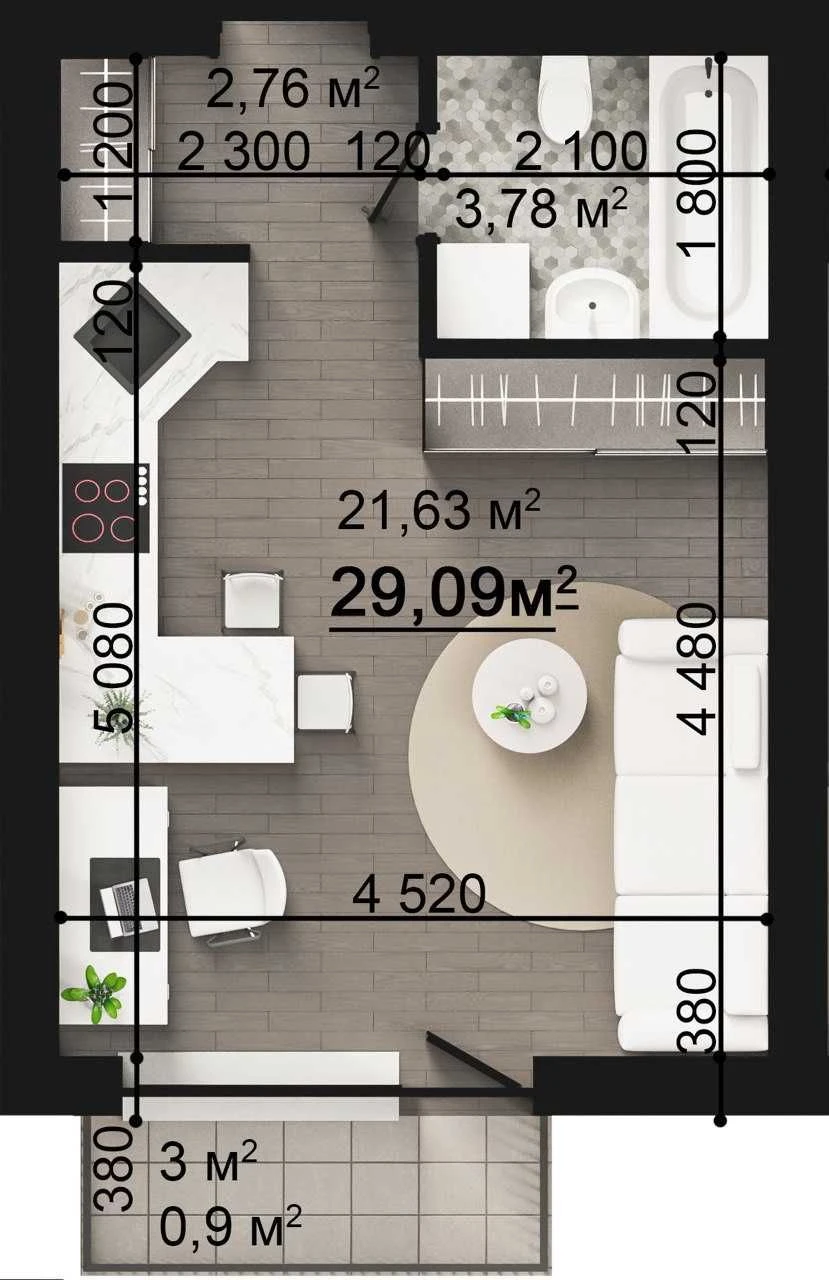 Квартира-студія 29,09м2 з альтернативним живленням|ЖК FAMILY