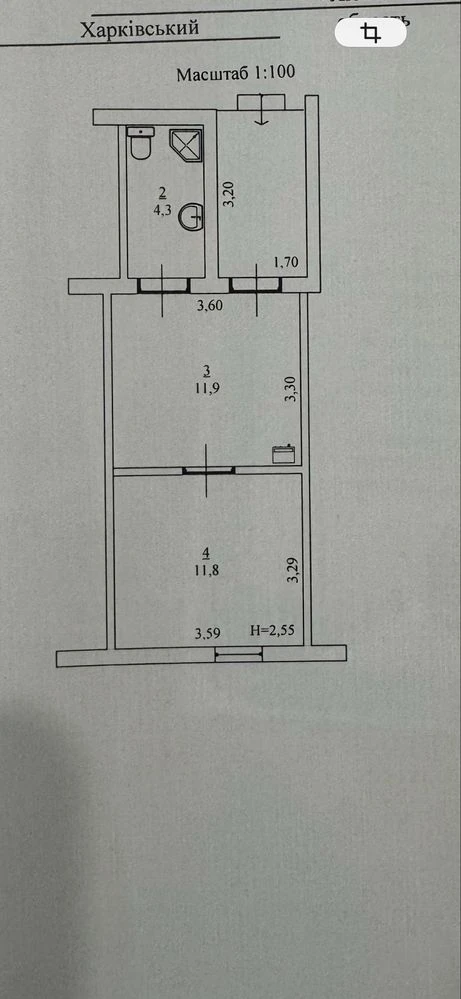 Продам 1 кімнатну квартиру в місті Люботин
