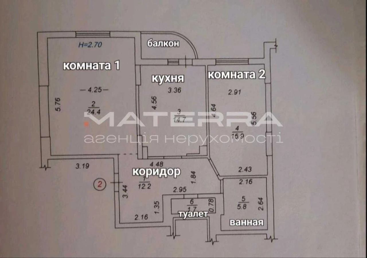 Величезна 2-х кімнатна квартира в Боярці, 77м2
