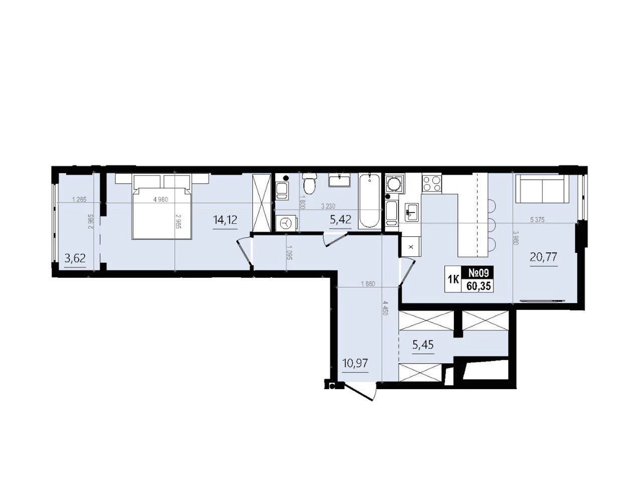 Здано/Продаж 1-кім. квартири 60,35 м² ЖК Парус Комфорт/Винни