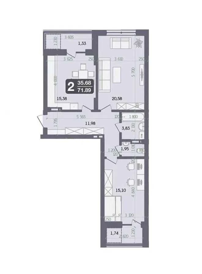 Продаж 2-к. квартири НОВОБУДОВА 72/57/15м² ЖК Галицький Винн