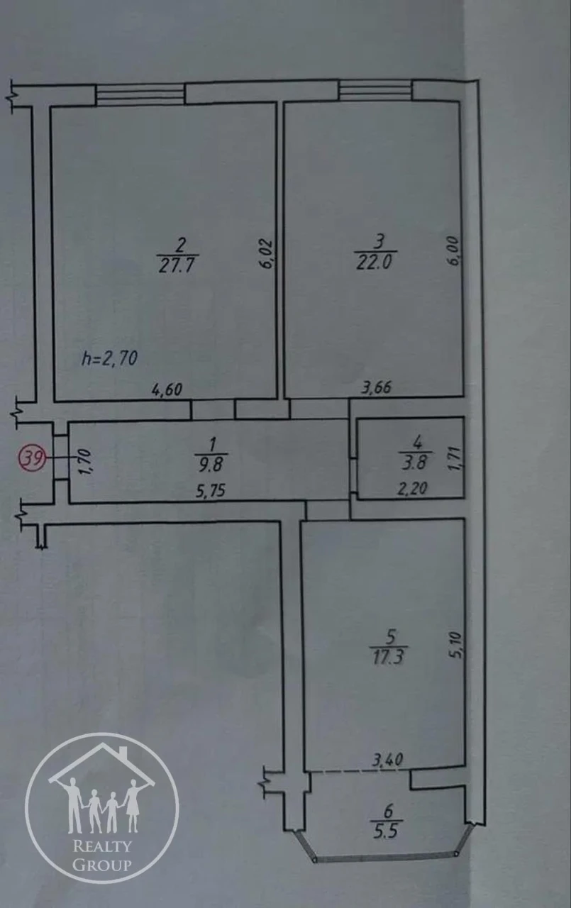 Продаж 4-кімнатної квартири з газовим опаленням Перерахунок