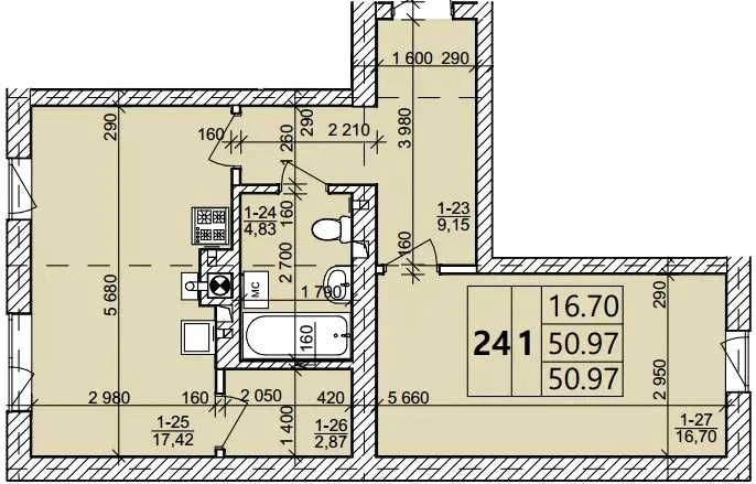 Sale of a 1-room apartment on вул. Галицька 109, NO BUYER'S COMMISSION
