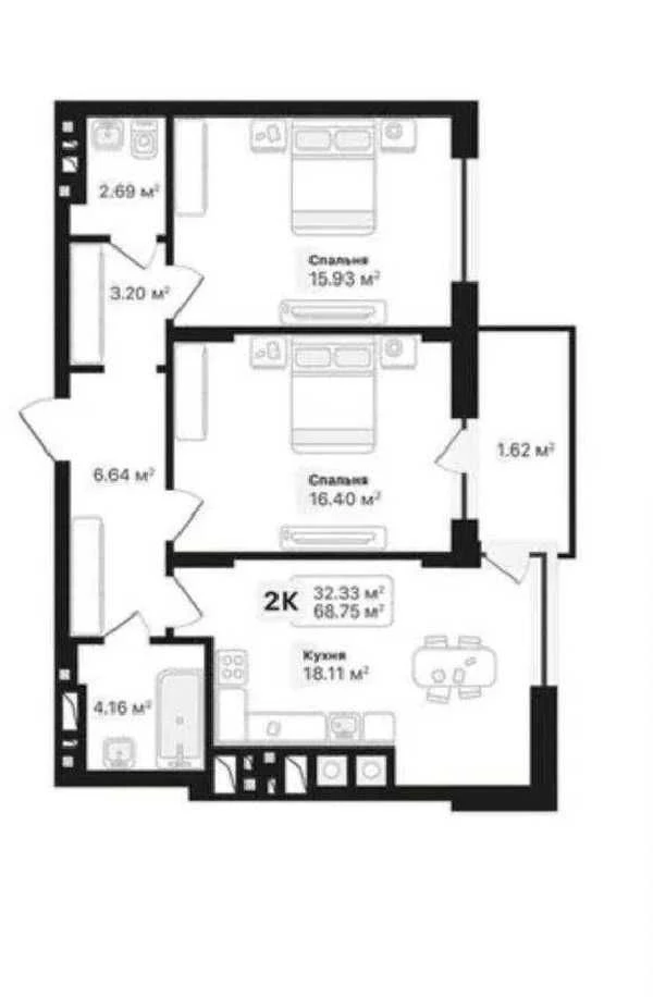 Продаж 2-к. квартири БІЗНЕС-КЛАСУ 69/51/18м² ЖК AUROOM FORES