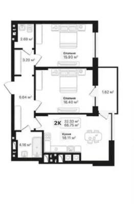 Продаж 2-к. квартири БІЗНЕС-КЛАСУ 69/51/18м² ЖК AUROOM FORES
