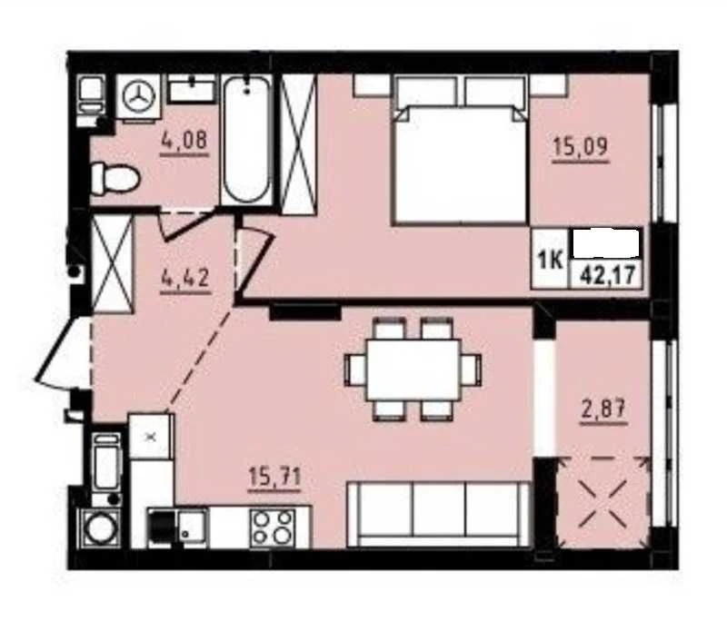 Продаж 1-к. квартири ЗДАНА 46/15/16м² ЖК Парус Comfort Винни