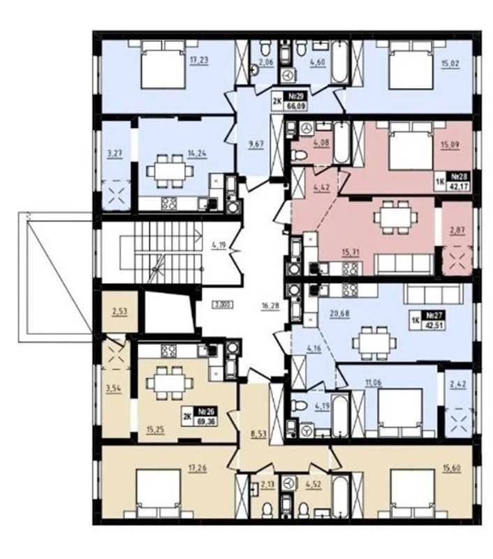 Продаж 1-к. квартири ЗДАНА 46/15/16м² ЖК Парус Comfort Винни