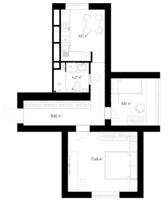 Без комісії! Велика 1-кімнатна квартира 51 м² у ЖК «Сади Виш