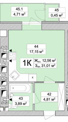 Продается квартира в ЖК Атмосфера Лайф (3 этаж, цена - 40000д