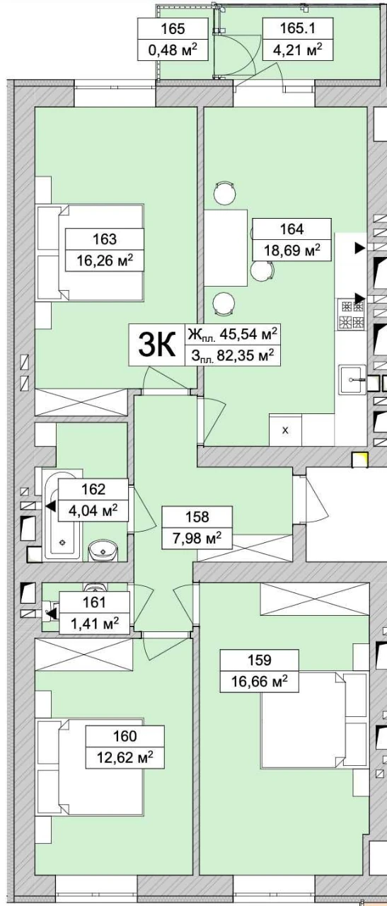 Продаж готовой 3-комнатной квартиры в ЖК Атмосфера Лайф