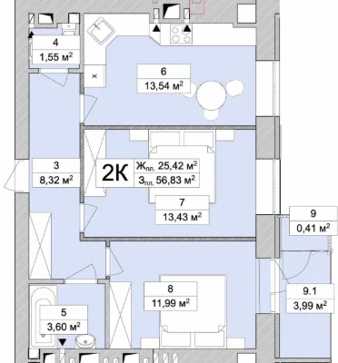 Продаж готової 2-кімнатної квартири 57 м.кв. в ЖК Атмосфера