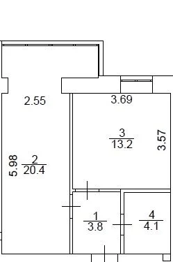 Продаж! 1-кімнатна квартира, 41,5 м² в ЖК "Атмосфера"