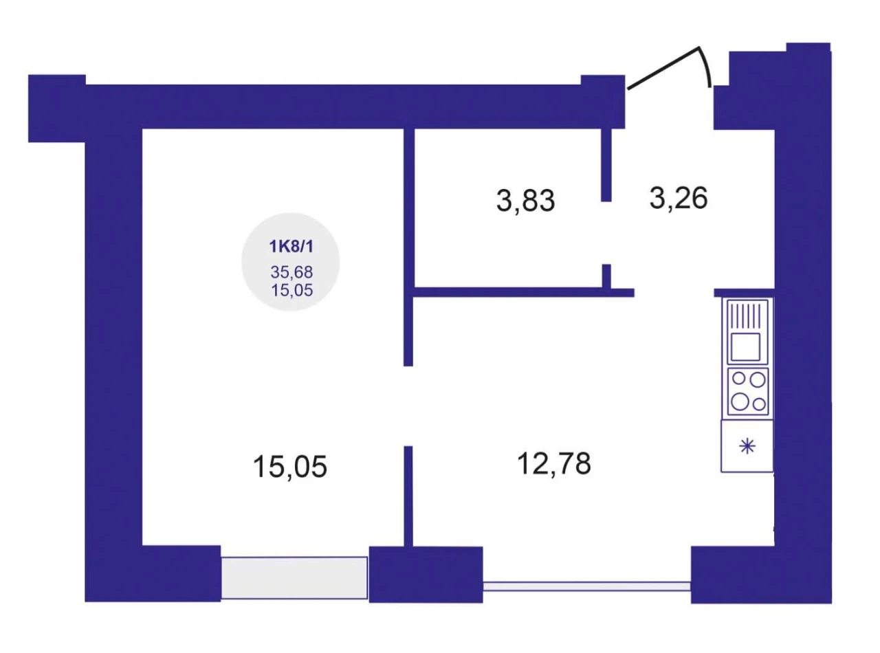 Продаж готової квартири в ЖК Атмосфера (35,2 м.кв., газ)
