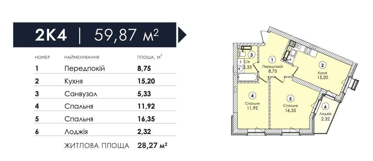 2к квартира в РОЗТЕРМІНУВАННЯ на 18 місяців (газ, 3 поверх)