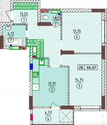 Продам 2к квартиру 65 м.кв. в ЖК Атмосфера (5 поверх)