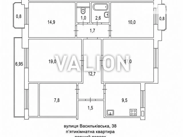 Sale of 5-room apartment 101.45 sq. m. on Vasylkivska st. 38 • I