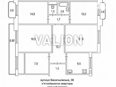 Sale of 5-room apartment 101.45 sq. m. on Vasylkivska st. 38 • I