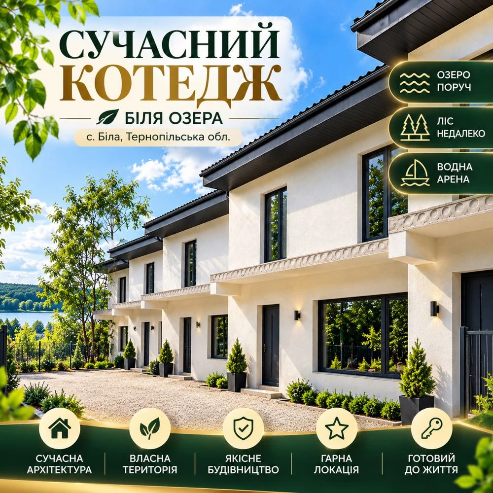 Cottage White Ternopil 160 sq m 4.5 acres near the lake | House
