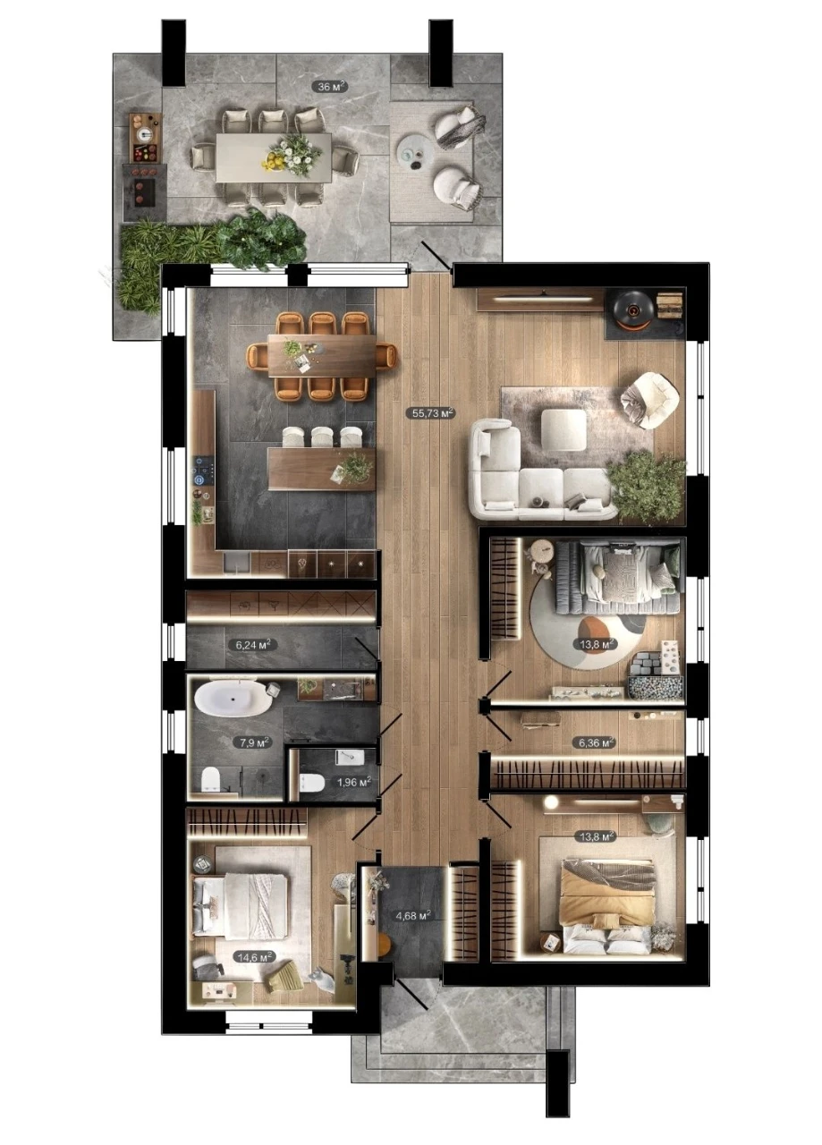 Sale of a new one-story house in Tsarselo, district