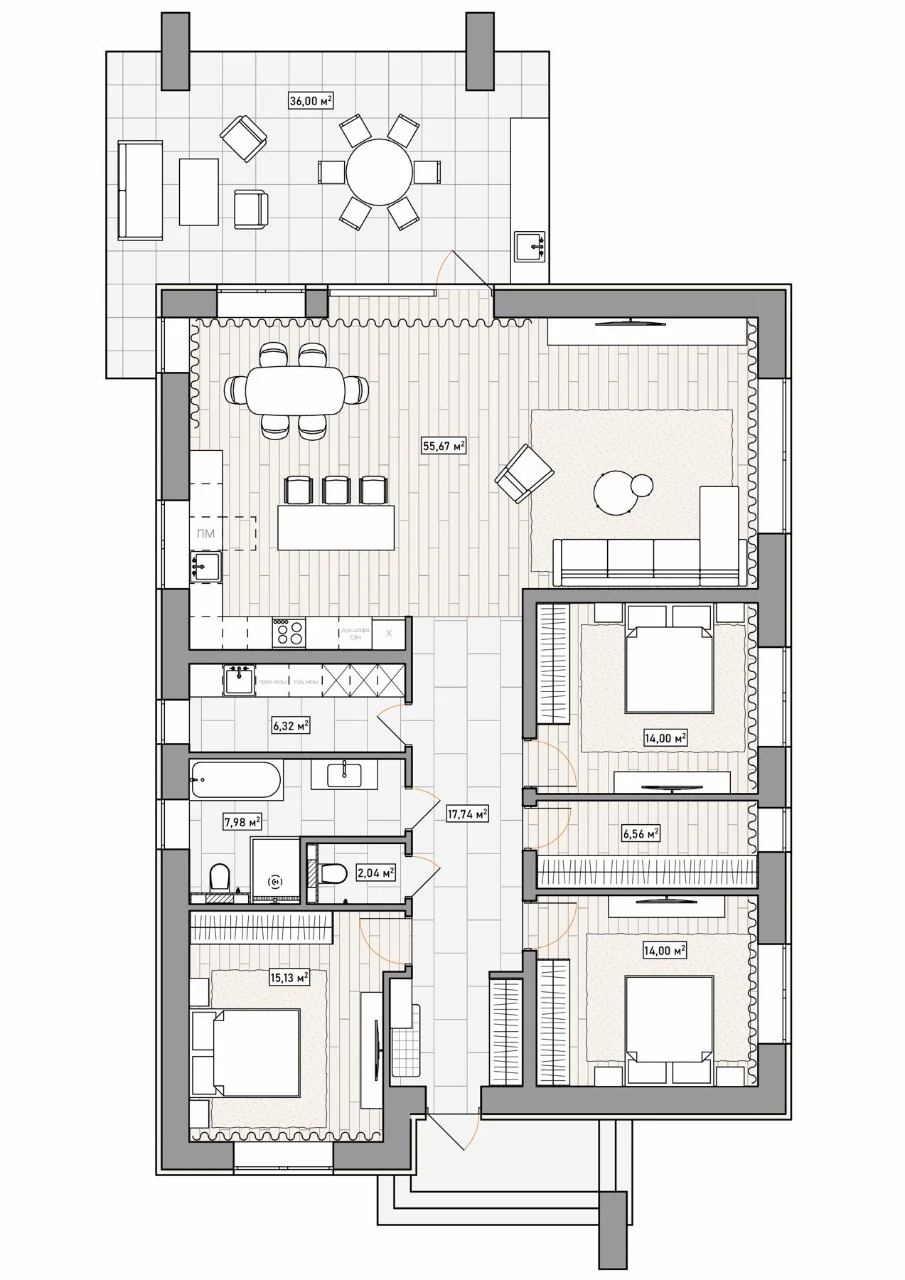 Sale of a new one-story house in Tsarselo, district