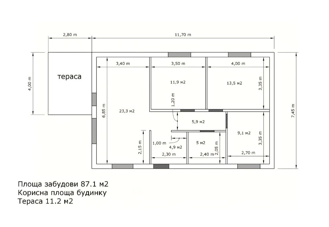Будинок 85 м + тераса + комунікації на 5 сотках в м.Бориспіл