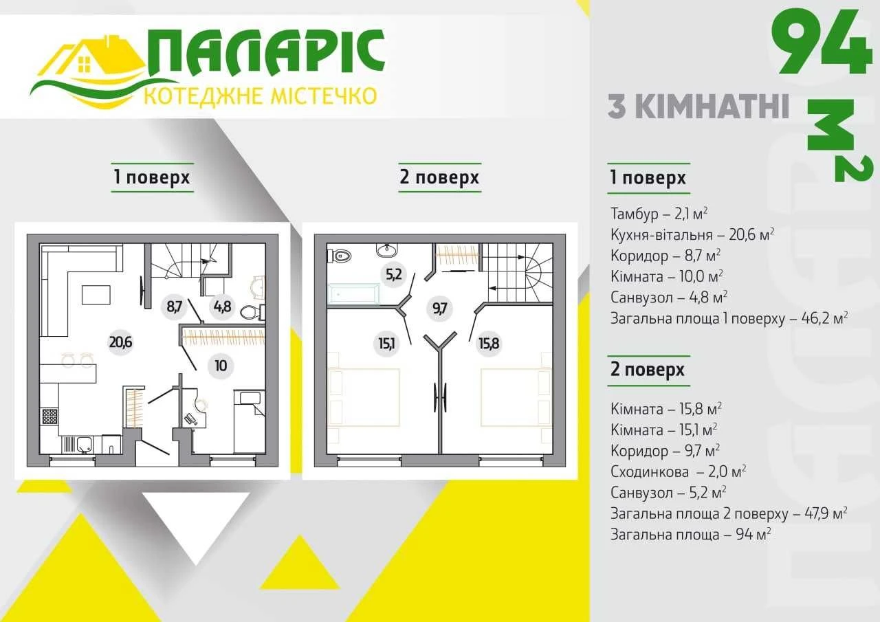 Таунхаус 3к. 94 кв.м. | Газ | Без комісії