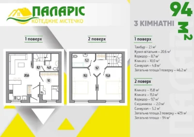Таунхаус 3к. 94 кв.м. | Газ | Без комісії