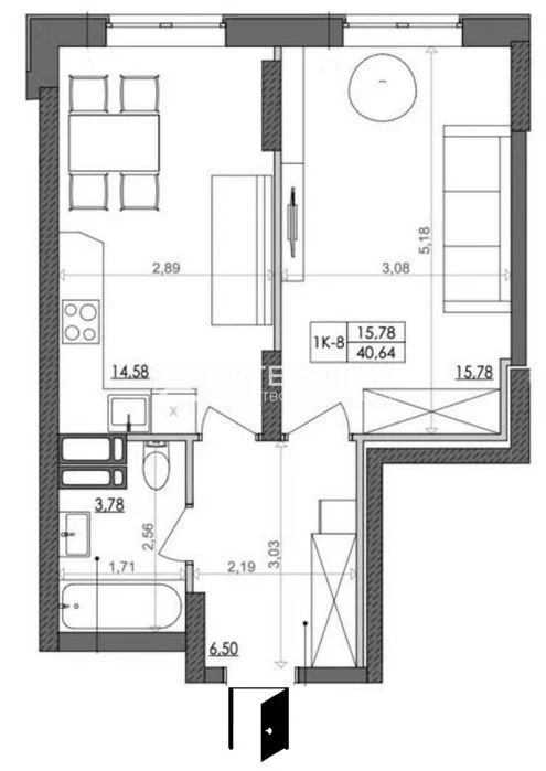 1-room apartment for sale in the Svitlo Park residential complex, Naddipryanske highway, 2A