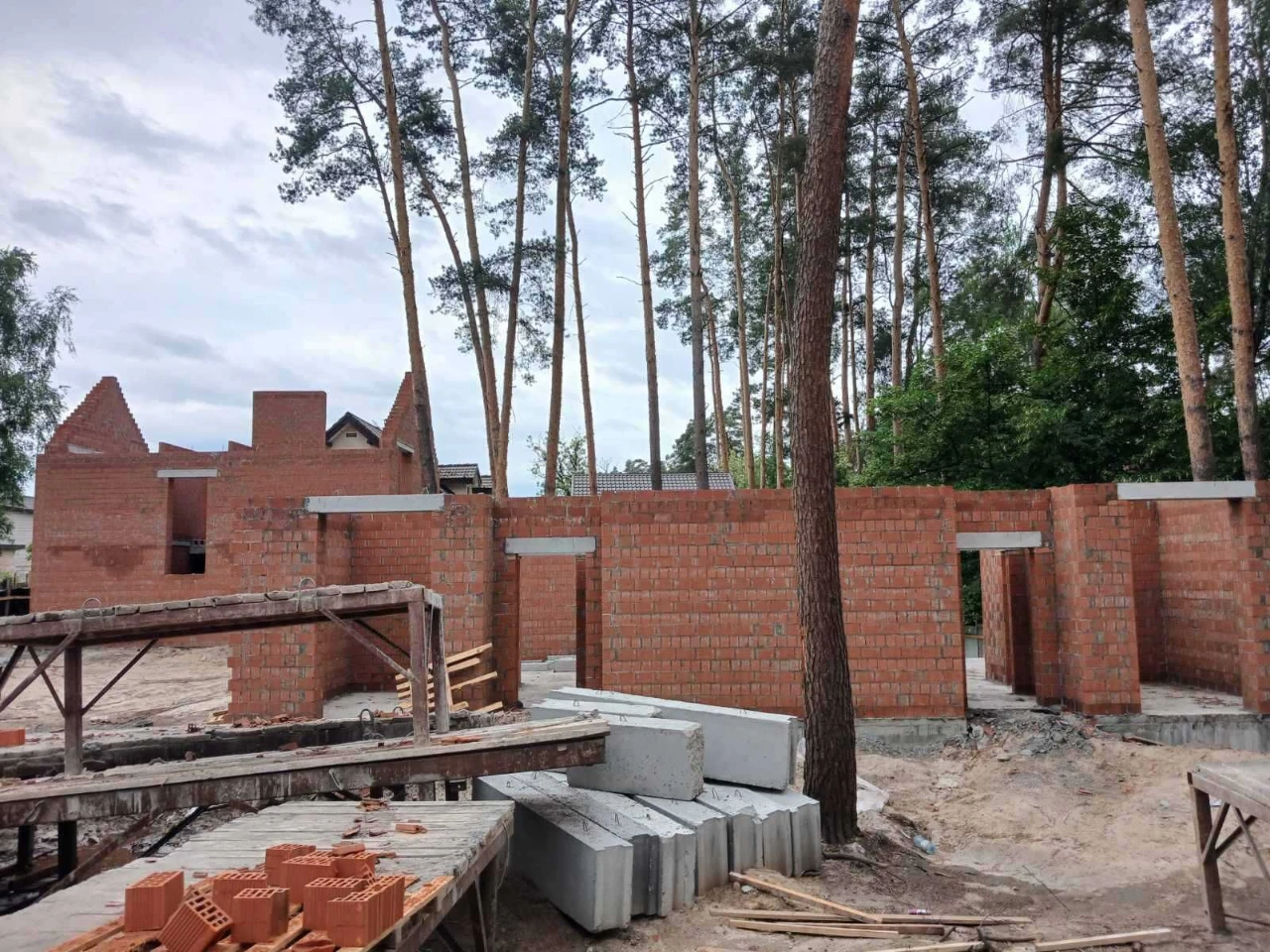 Brick Townhouses in Irpin in a Forest Green Zone