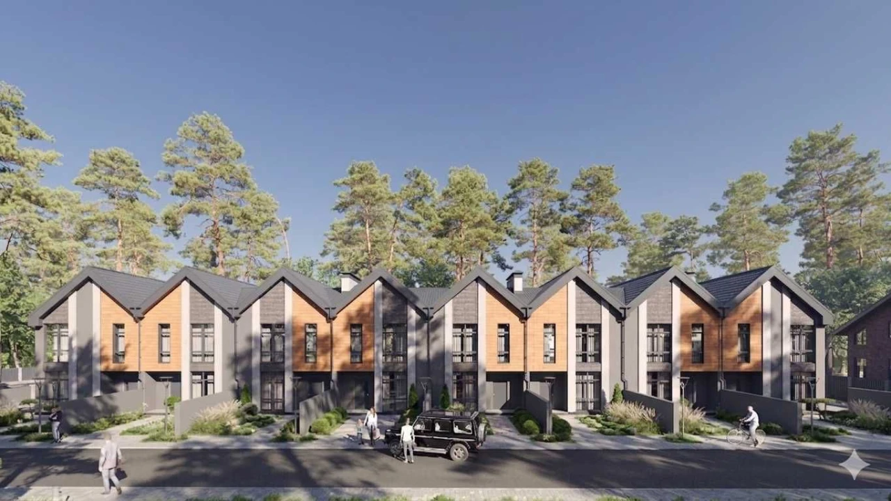 Brick Townhouses in Irpin in a Forest Green Zone