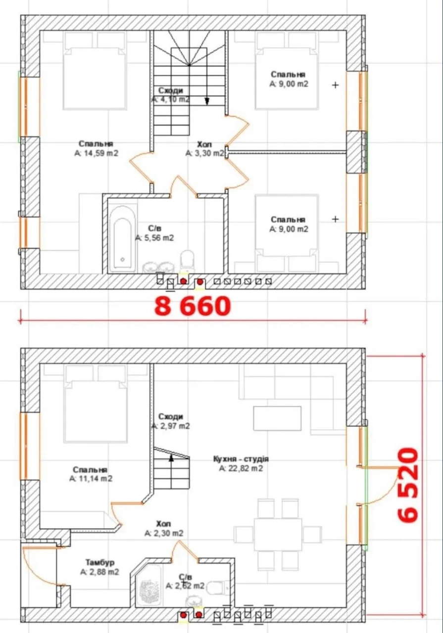 Townhouse in Irpin, 90 sq m, plot, gas, sale from developer
