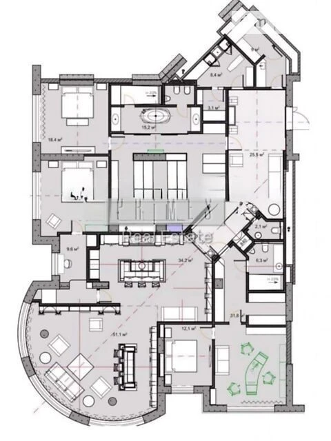 Sale of 3-room apartment 123.4 sq. m. on Vasylya Tyutyunnyka st. 39 •