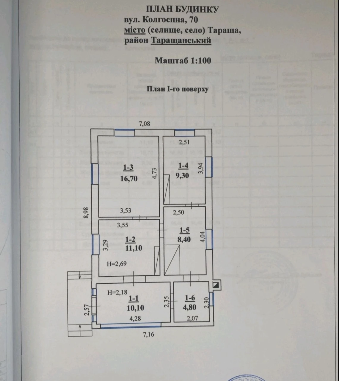 Продаж будинку 60.4м2  м.Тараща,  Білоцерківський р-н