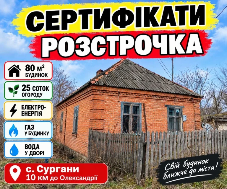 Будинок, біля Олександріі, 10 км до центру, будинок з газом