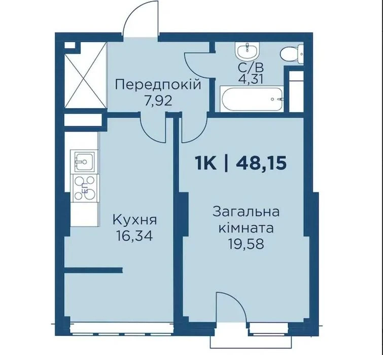 Большая 1 ком. квартира в ЖК Ноябрь