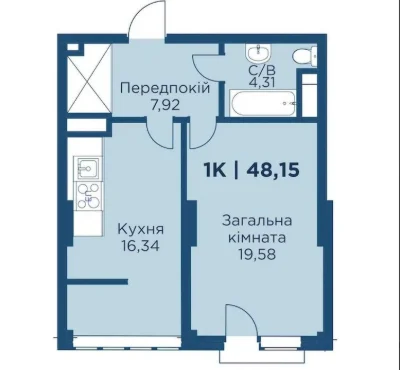 Большая 1 ком. квартира в ЖК Ноябрь