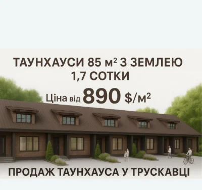 Продаж сучасних таунхаусів у Трускавці | Власна земля | єОсе