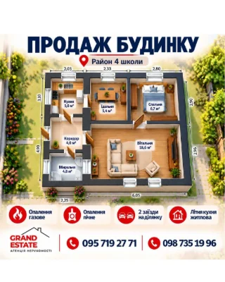 Продаж будинку з житловою літньою кухнею та гаражем на 2 авт
